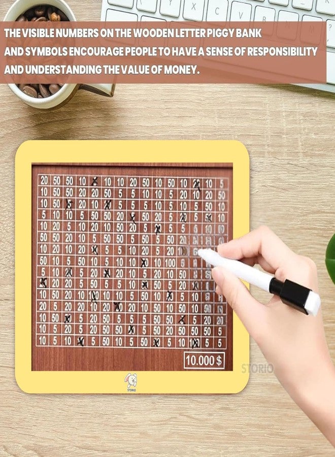 ستوريو حصالة نقود خشبية من ستوريو مع عداد | حصالة نقود للأطفال والكبار | صندوق توفير منحوت، صندوق عملات خشبي، حصالة صغيرة لتوفير النقود مع عداد أرقام | توفير النقود للاستخدام المنزلي والمكتبي - Image 5